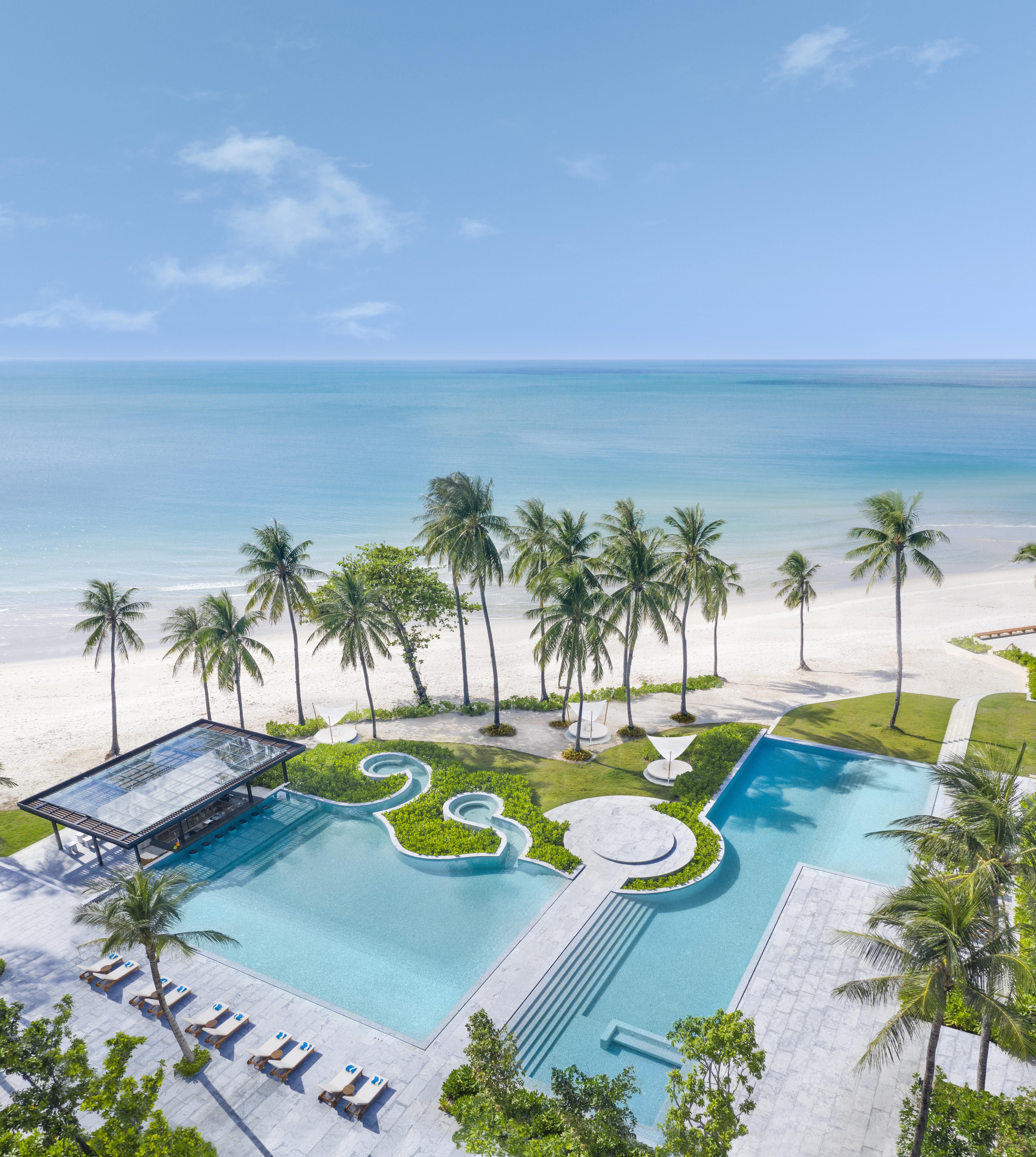 盛泰澜苏梅查汶海滩度假村 外观 照片 Aerial view of the beach at the hotel